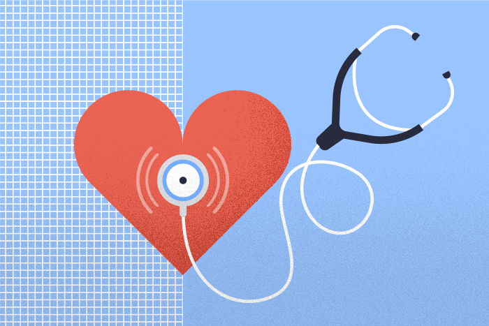 stethoscope checks heartbeat